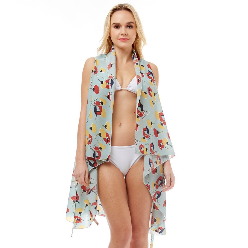 LOF Vibrant Abstract Floral Pattern Beach Cover Up